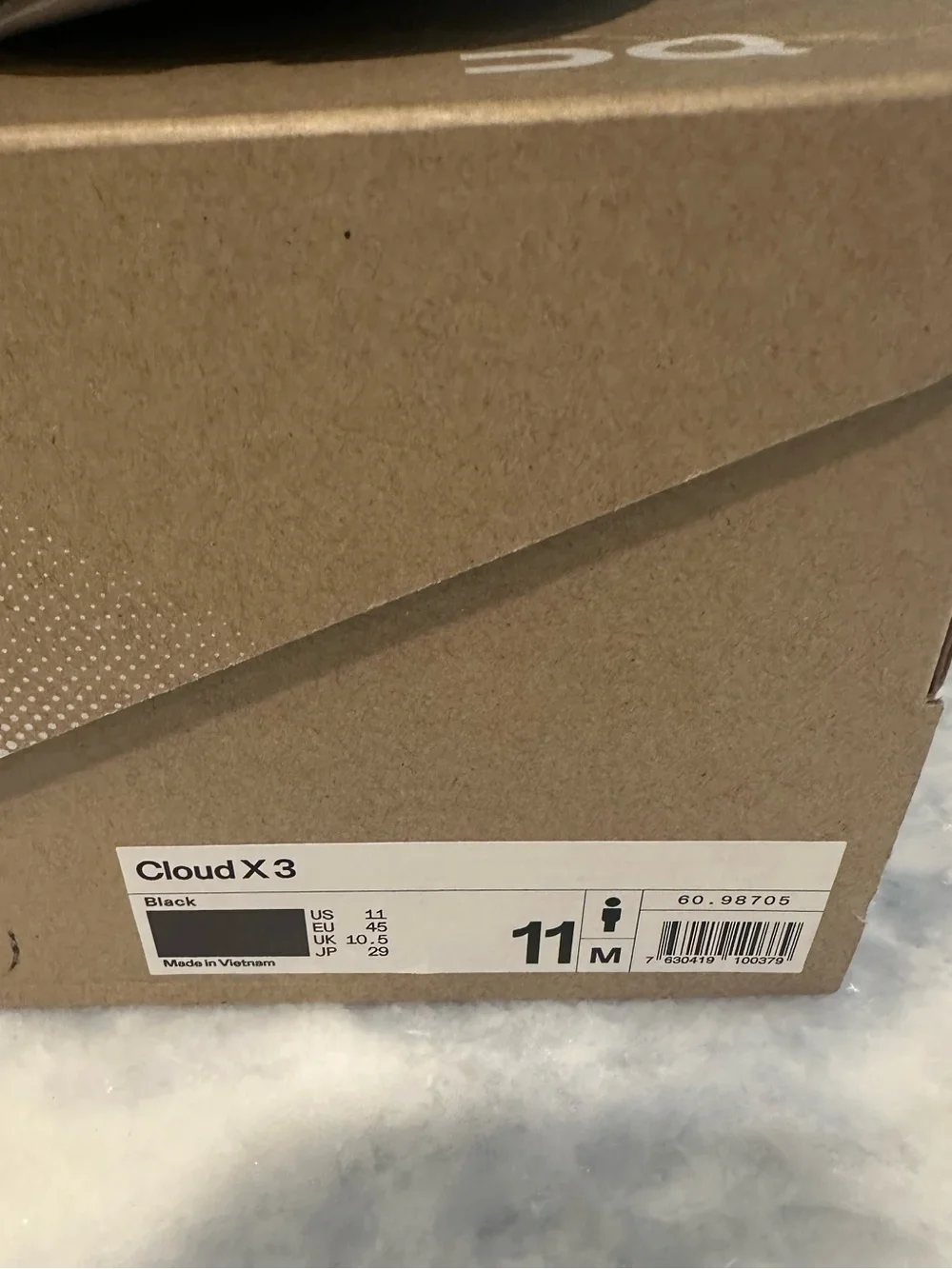New On Running Cloud X3 Men’s Athletic Training Shoe - Black with Box Size 11